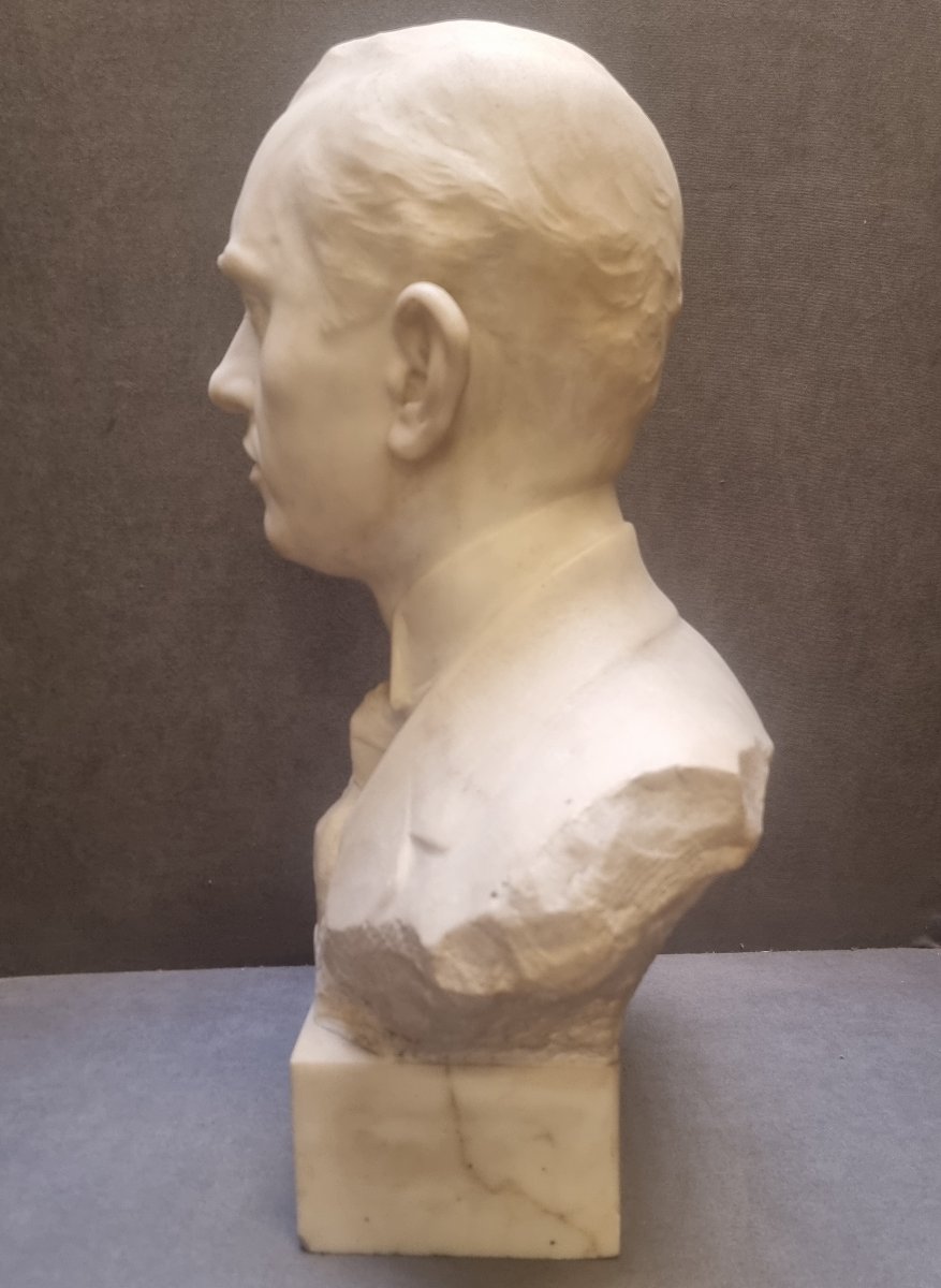 BUSTO UOMO IN MARMO STATUARIO - Firmato Pietro Piraino (1878-1950)-photo-4