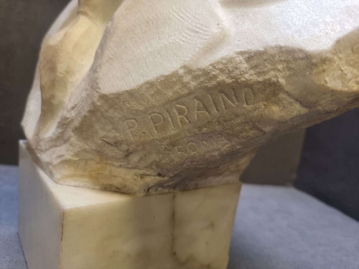 BUSTO UOMO IN MARMO STATUARIO - Firmato Pietro Piraino (1878-1950)-photo-1