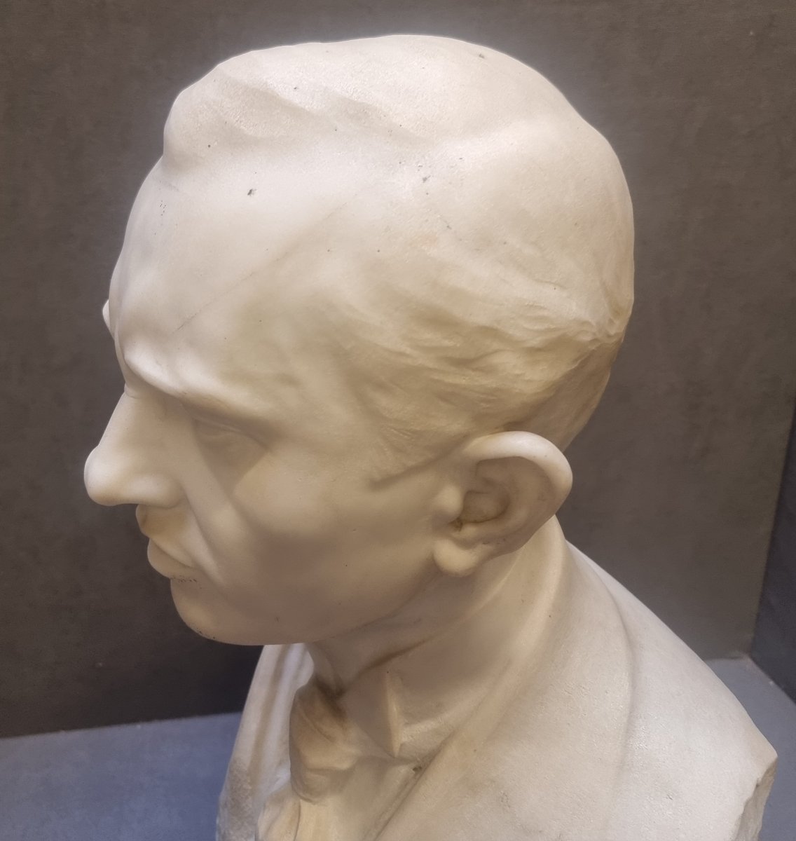 BUSTO UOMO IN MARMO STATUARIO - Firmato Pietro Piraino (1878-1950)-photo-2