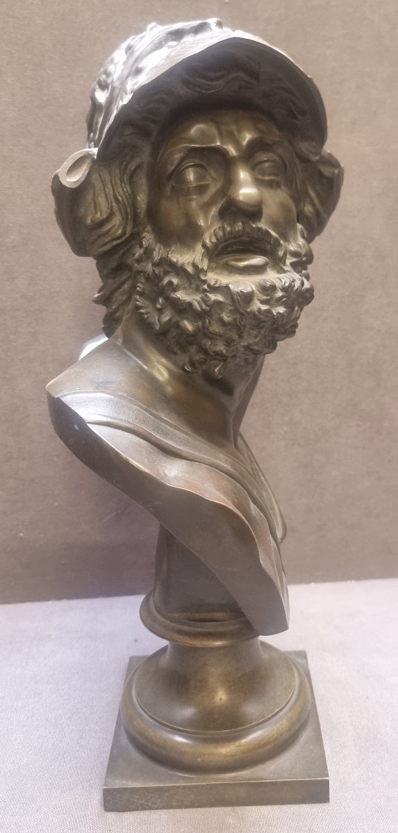 BUSTO IN BRONZO - RE MENELAO - FRANCIA, XIX secolo  - Altezza 46 cm-photo-2
