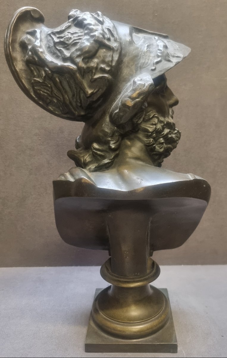 BUSTO IN BRONZO - RE MENELAO - FRANCIA, XIX secolo  - Altezza 46 cm-photo-3