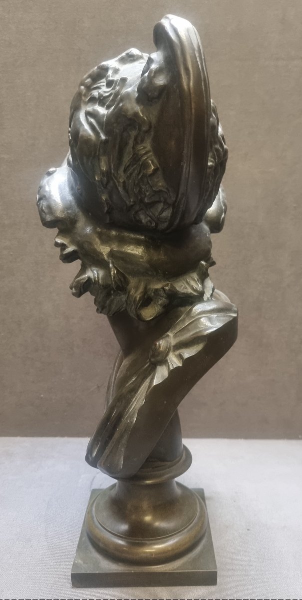 BUSTO IN BRONZO - RE MENELAO - FRANCIA, XIX secolo  - Altezza 46 cm-photo-1