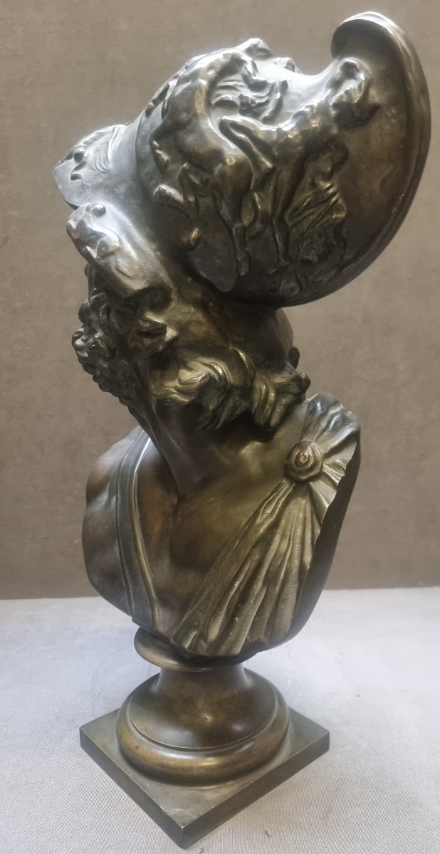 BUSTO IN BRONZO - RE MENELAO - FRANCIA, XIX secolo  - Altezza 46 cm-photo-2