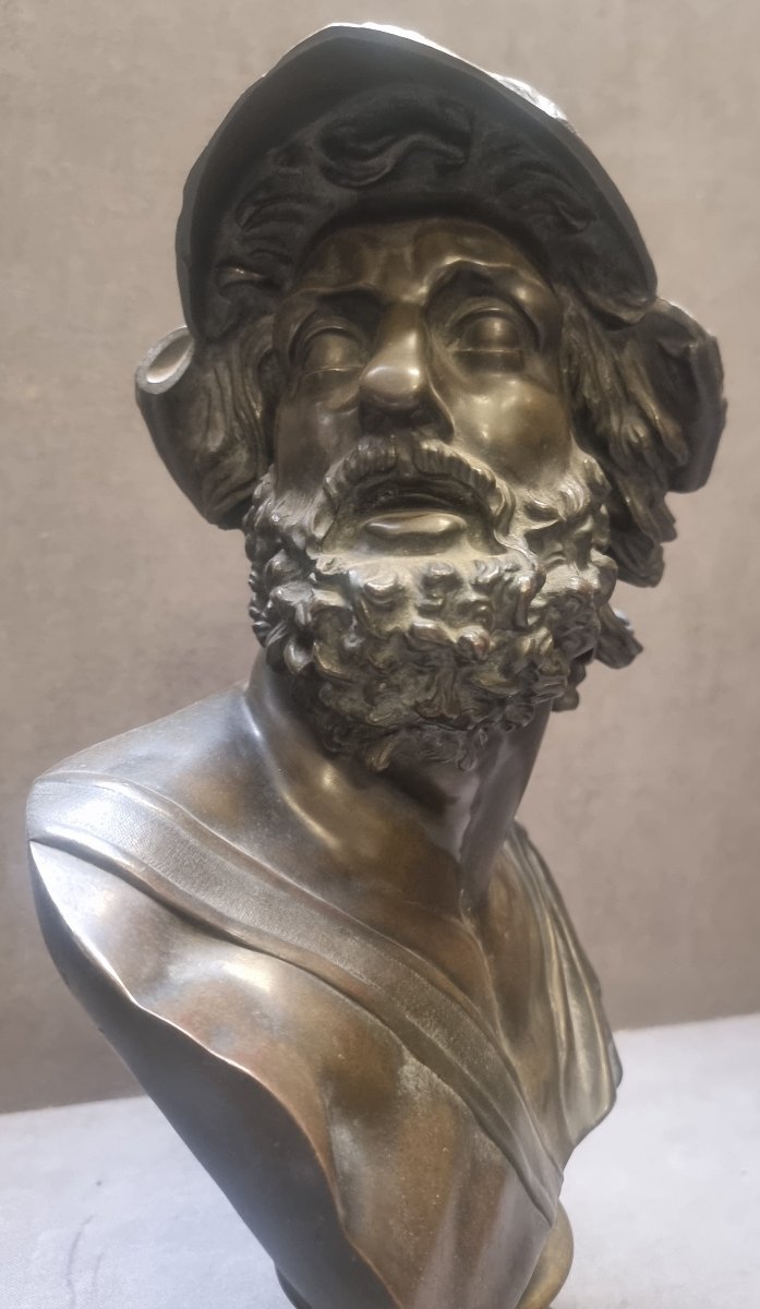 BUSTO IN BRONZO - RE MENELAO - FRANCIA, XIX secolo  - Altezza 46 cm-photo-4