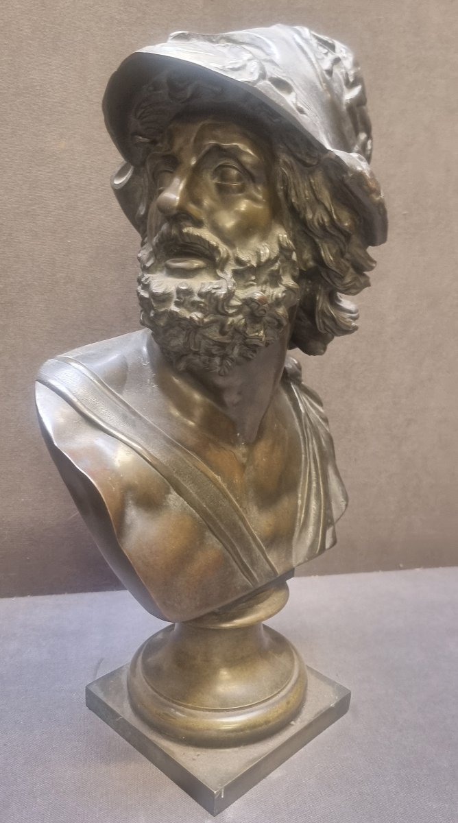 BUSTO IN BRONZO - RE MENELAO - FRANCIA, XIX secolo  - Altezza 46 cm