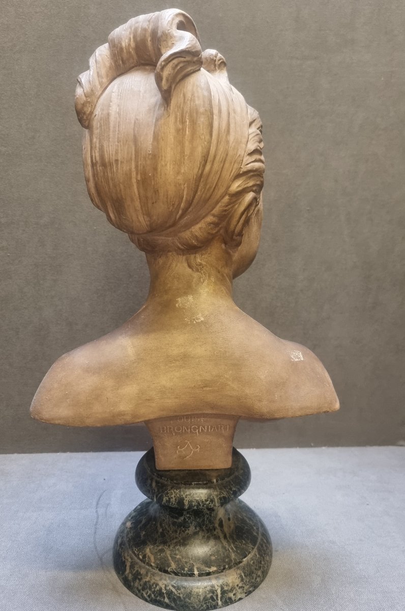 BUSTO IN TERRACOTTA SU BASE IN MARMO - LOUISE BRONGNIART BAMBINA (1772-1845) - Francia, '800-photo-4