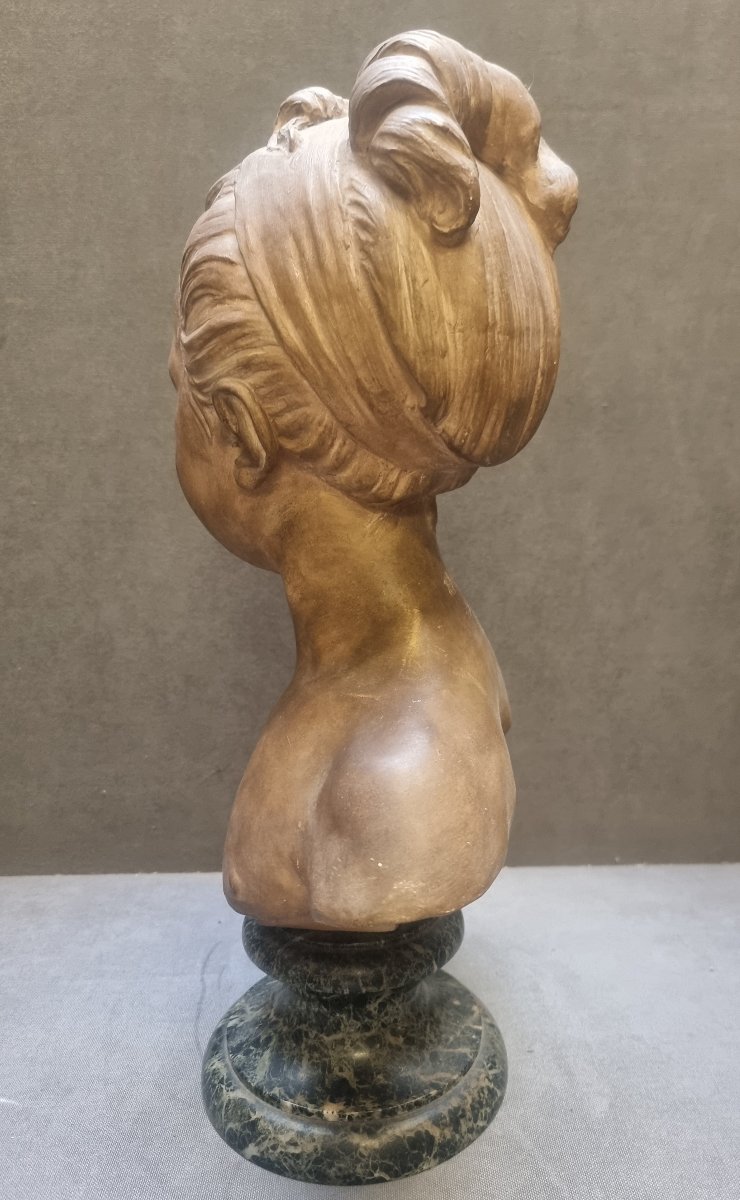 BUSTO IN TERRACOTTA SU BASE IN MARMO - LOUISE BRONGNIART BAMBINA (1772-1845) - Francia, '800-photo-2