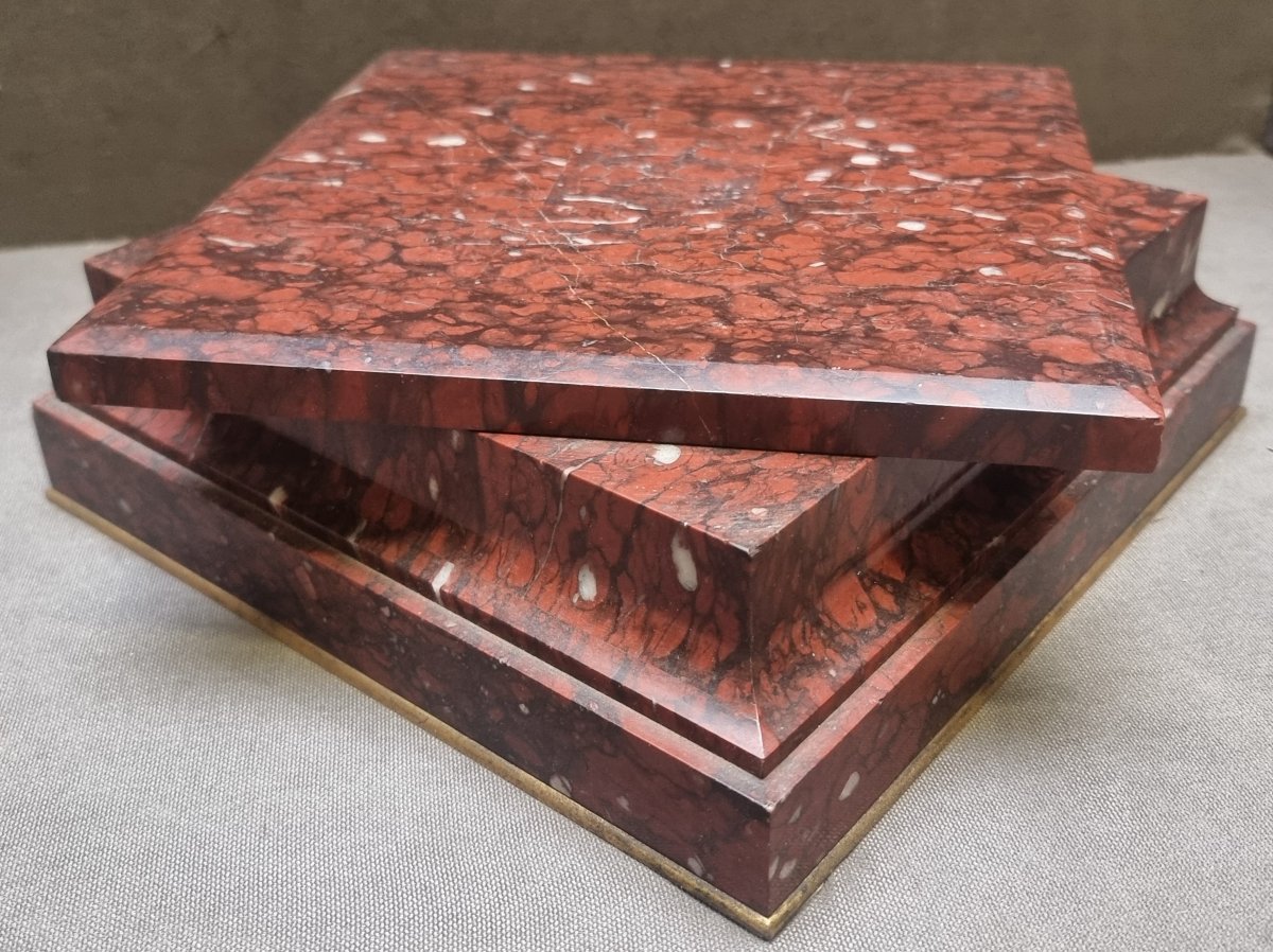 BASE IN MARMO ROSSO DI FRANCIA CON PIANO SUPERIORE GIREVOLE - NAPOLEONE III-photo-2