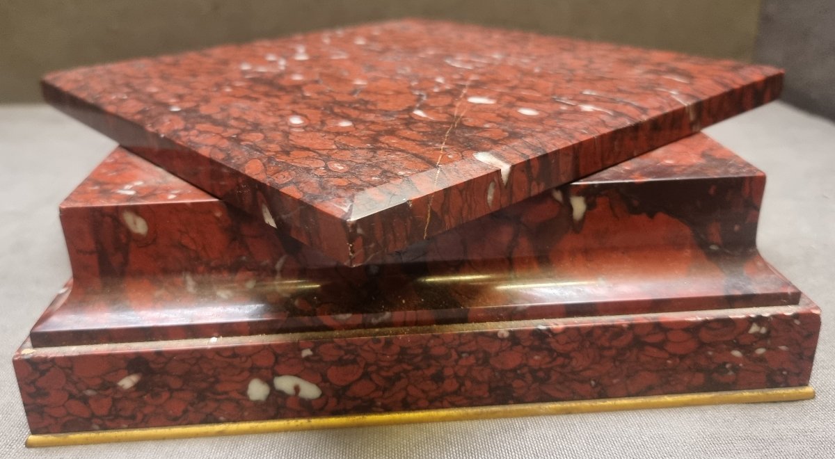 BASE IN MARMO ROSSO DI FRANCIA CON PIANO SUPERIORE GIREVOLE - NAPOLEONE III-photo-2
