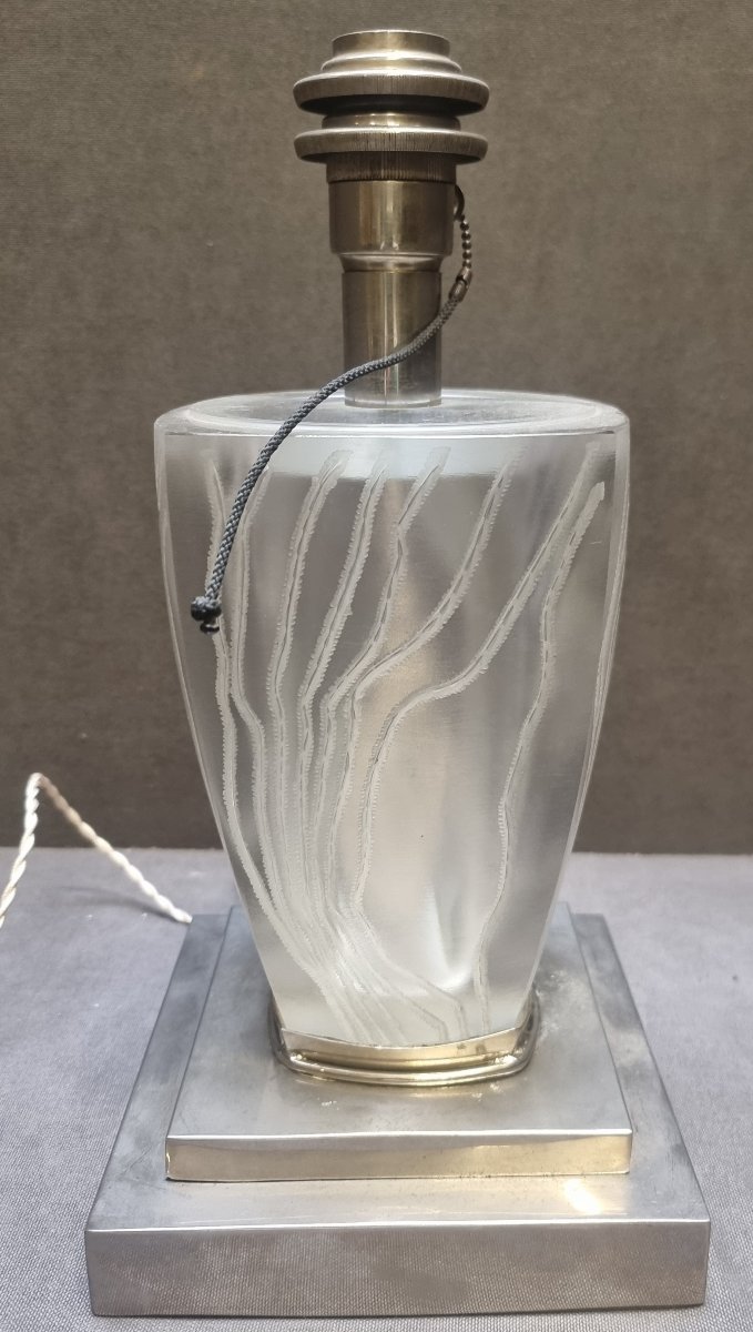 LAMPADA DA TAVOLO IN PASTA DI VETRO E ACCIAIO CROMATO - Manifattura francese anni '60-photo-3