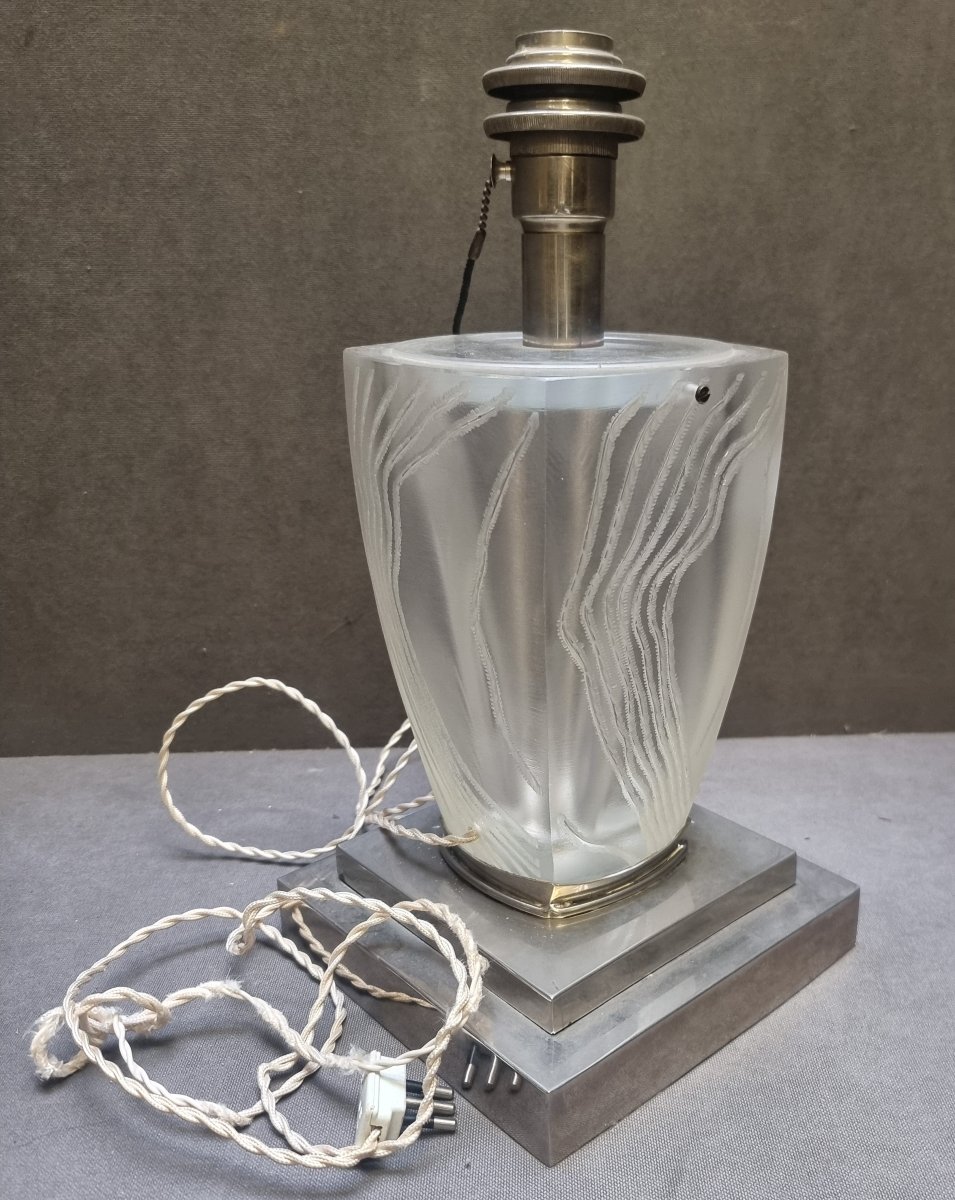LAMPADA DA TAVOLO IN PASTA DI VETRO E ACCIAIO CROMATO - Manifattura francese anni '60