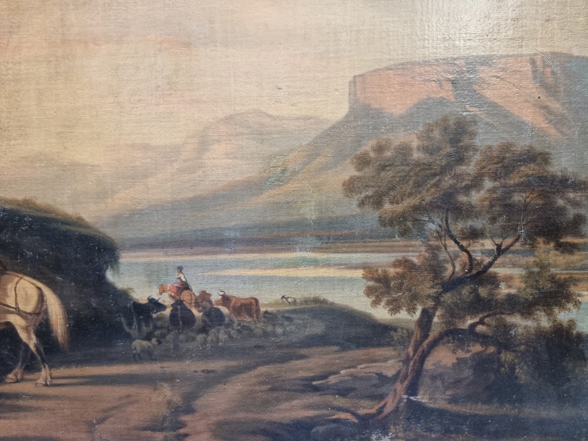 OLIO SU TELA - CAMPAGNA ROMANA - Seconda metà dell'800-photo-3