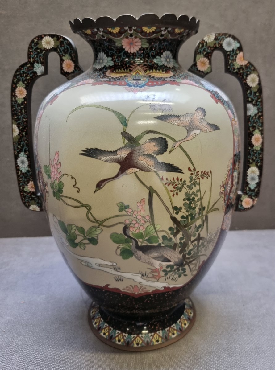 VASO ORIENTALE IN CLOISONNE - Inizio XX secolo-photo-3