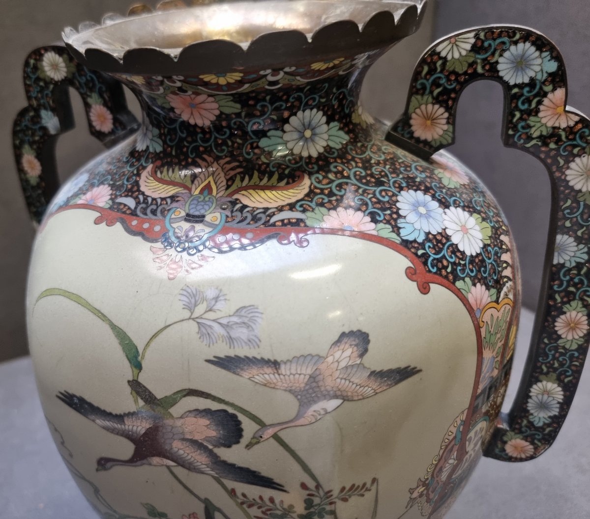 VASO ORIENTALE IN CLOISONNE - Inizio XX secolo-photo-3