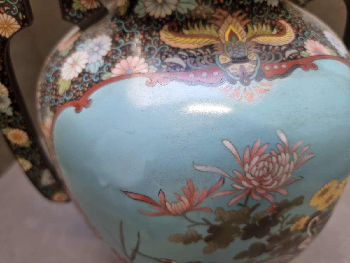 VASO ORIENTALE IN CLOISONNE - Inizio XX secolo-photo-4