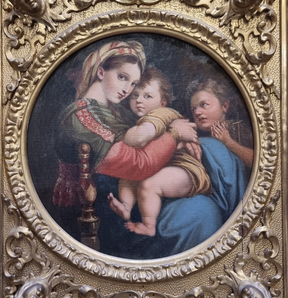 OLIO SU TELA MADONNA DELLA SEGGIOLA - DELL'800-photo-2