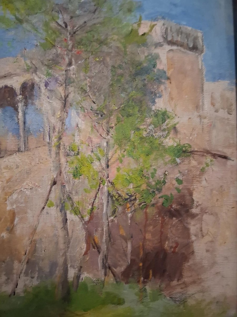OLIO SU TELA VEDUTA DI ROMA TORRE DELLE MILIZIE - GIUSEPPE PASTINA (Andria 1863 - 1942)-photo-4