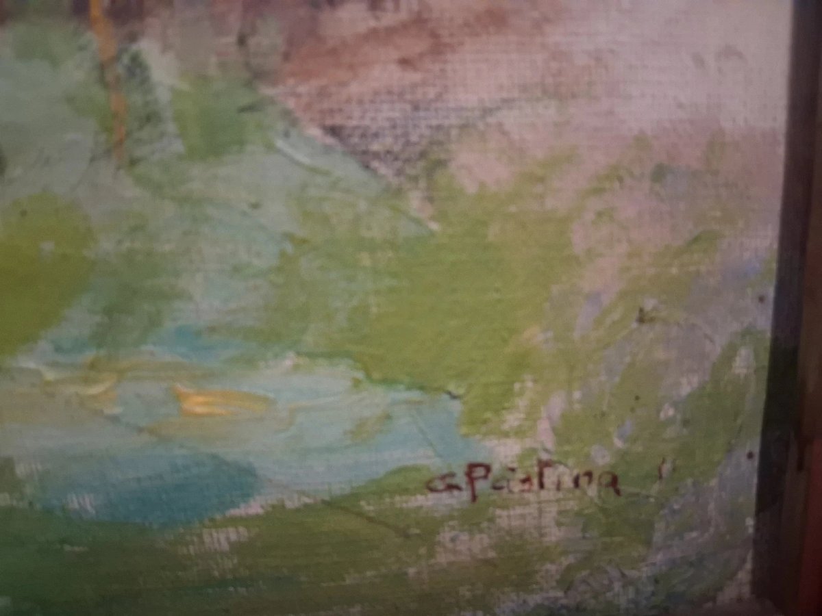 OLIO SU TELA VEDUTA DI ROMA TORRE DELLE MILIZIE - GIUSEPPE PASTINA (Andria 1863 - 1942)-photo-6
