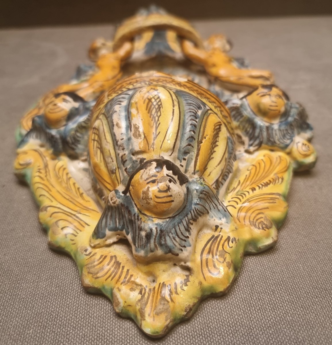 ACQUASANTIERA IN MAIOLICA - SECONDA META XVII SECOLO - ITALIA DEL SUD-photo-2