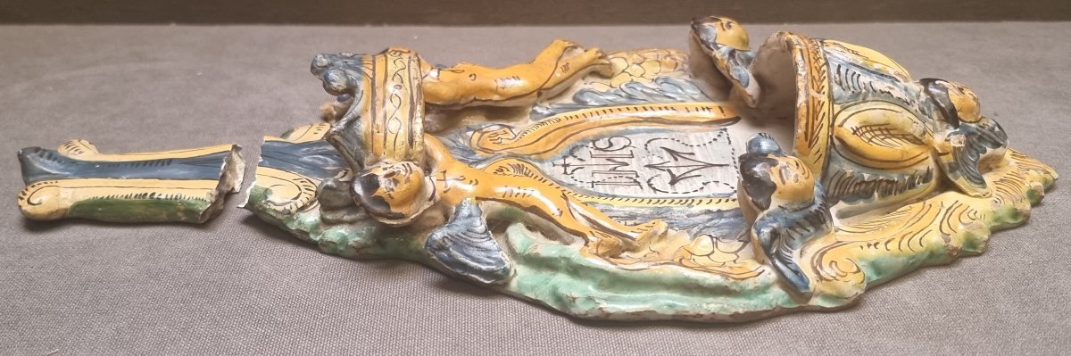 ACQUASANTIERA IN MAIOLICA - SECONDA META XVII SECOLO - ITALIA DEL SUD-photo-1
