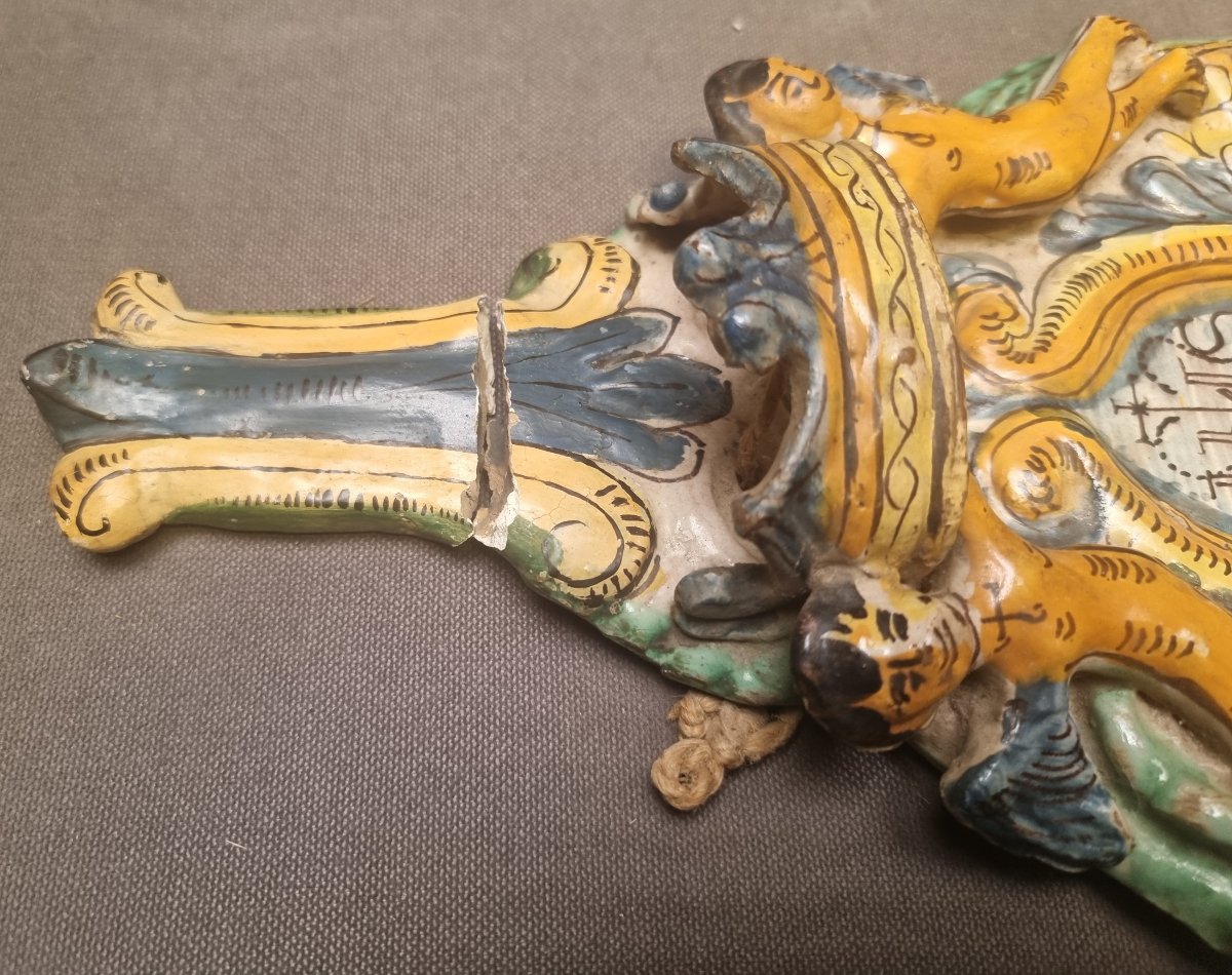 ACQUASANTIERA IN MAIOLICA - SECONDA META XVII SECOLO - ITALIA DEL SUD-photo-3