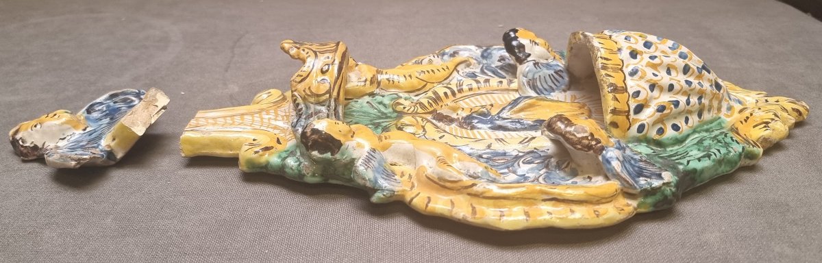 ACQUASANTIERA IN MAIOLICA - SECONDA META XVII SECOLO - ITALIA DEL SUD-photo-4