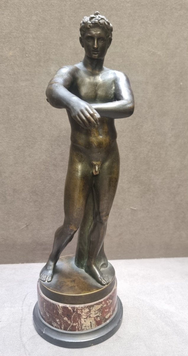 SCULTURA IN BRONZO RAFFIGURANTE APOXYOMENOS - XIX secolo-photo-2