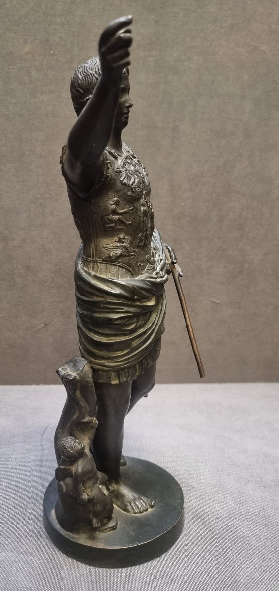 SCULTURA IN BRONZO RAFFIGURANTE IMPERATORE CESARE OTTAVIANO AUGUSTO-photo-2