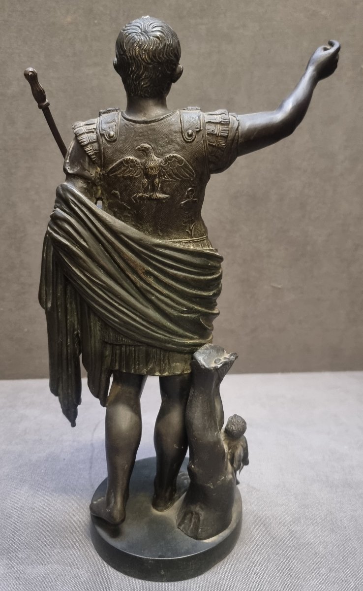 SCULTURA IN BRONZO RAFFIGURANTE IMPERATORE CESARE OTTAVIANO AUGUSTO-photo-3