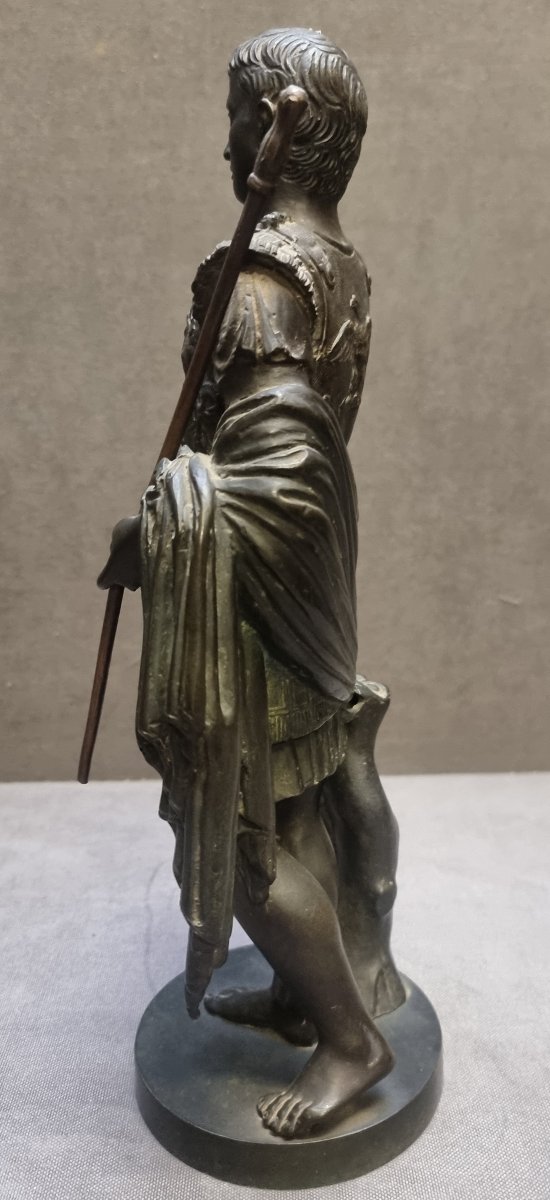 SCULTURA IN BRONZO RAFFIGURANTE IMPERATORE CESARE OTTAVIANO AUGUSTO-photo-4
