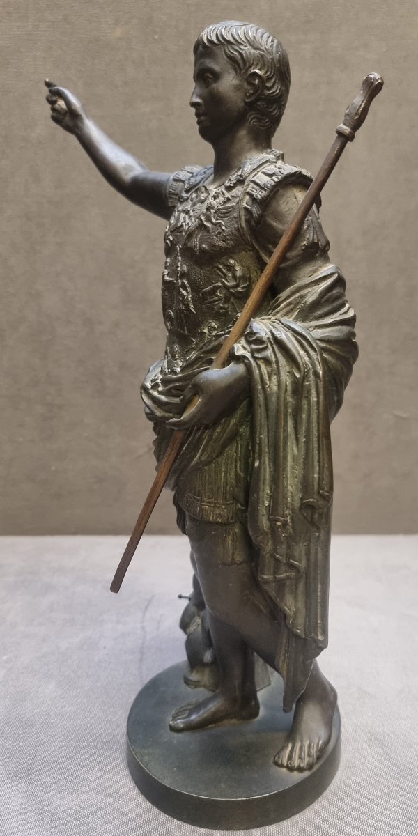 SCULTURA IN BRONZO RAFFIGURANTE IMPERATORE CESARE OTTAVIANO AUGUSTO-photo-1