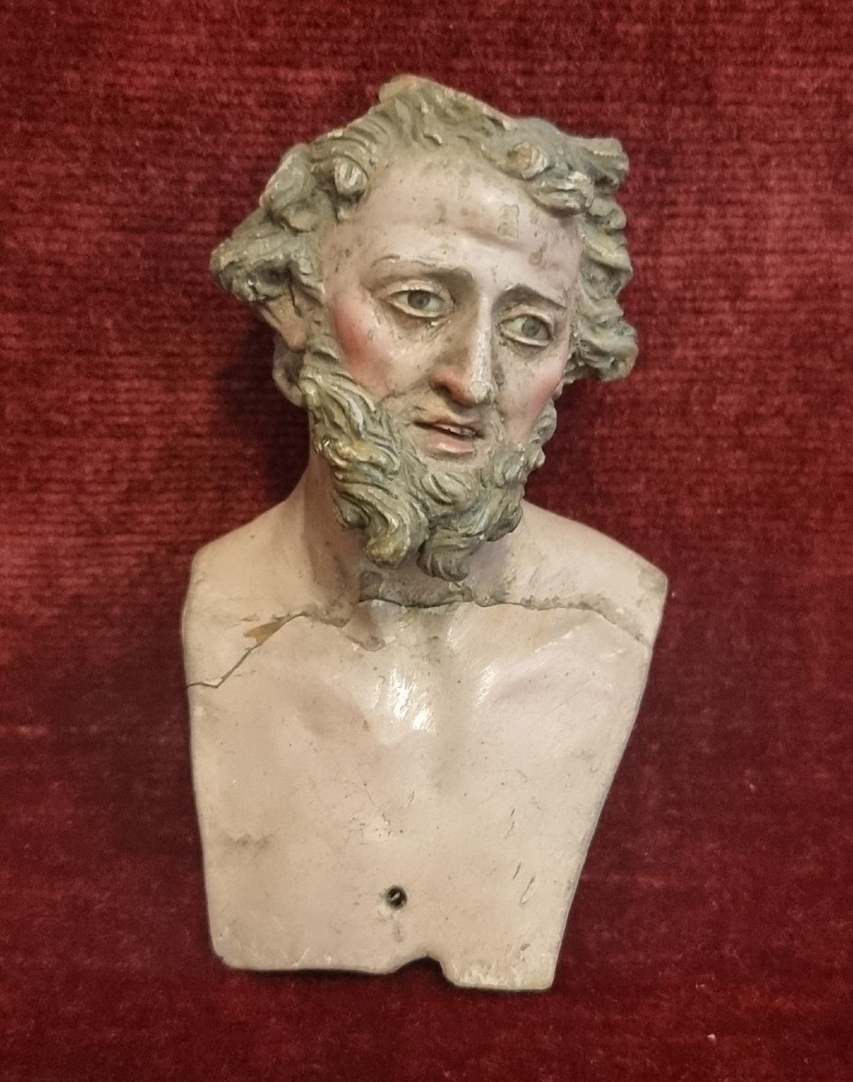 TESTA IN TERACCOTA con OCCHI DI VETRO - PRESEPE NAPOLETANO - Primi '800