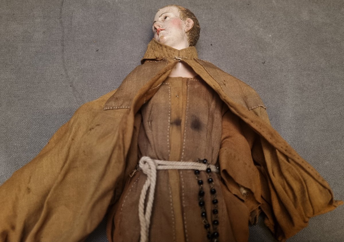 STATUINA DA PRESEPE NAPOLETANO - FRATE - TESTA IN TERACCOTA con OCCHI DI VETRO -  primi '800-photo-2