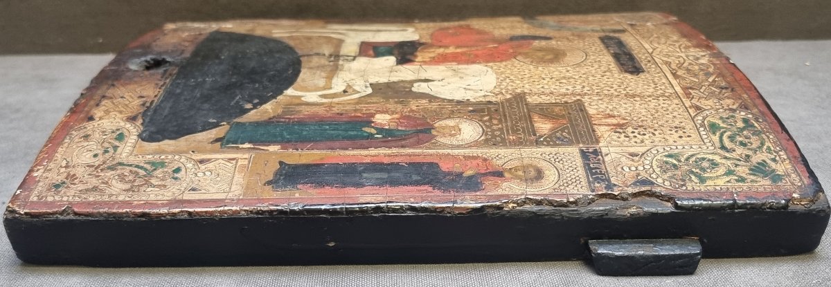 ICONA A FONDO ORO DIPINTA SU LEGNO - SAN GIORGIO - DELL'800 - EST EUROPA-photo-3