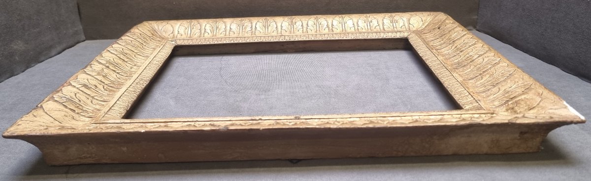 CORNICE IN LEGNO DORATO DECORATO A FOGLIE D'ACANTO - ITALIA - primi '800-photo-3