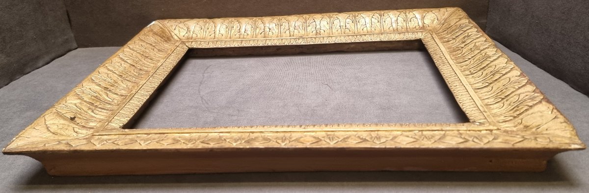 CORNICE IN LEGNO DORATO DECORATO A FOGLIE D'ACANTO - ITALIA - primi '800-photo-2