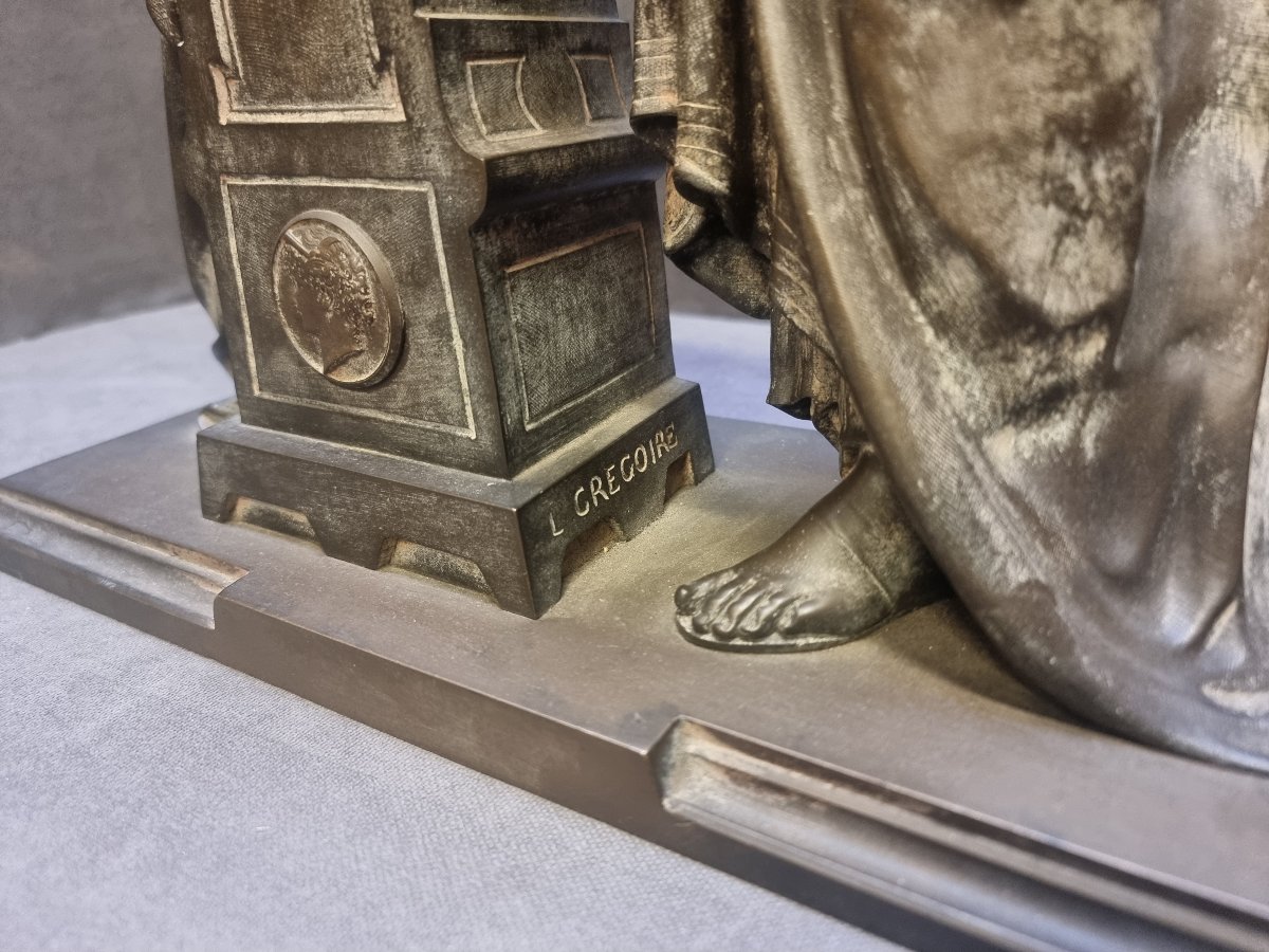 SCULTURA IN BRONZO - ALLEGORIA ALLA MUSICA - FRANCIA, NAPOLEONE III -photo-2