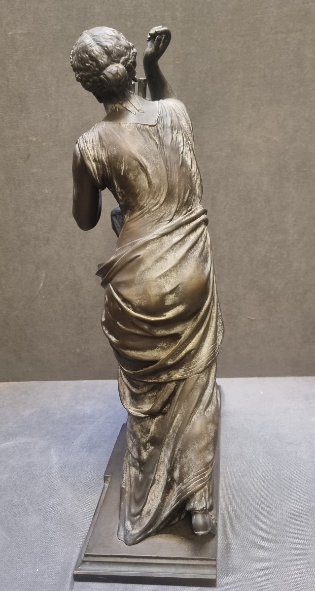 SCULTURA IN BRONZO - ALLEGORIA ALLA MUSICA - FRANCIA, NAPOLEONE III -photo-3