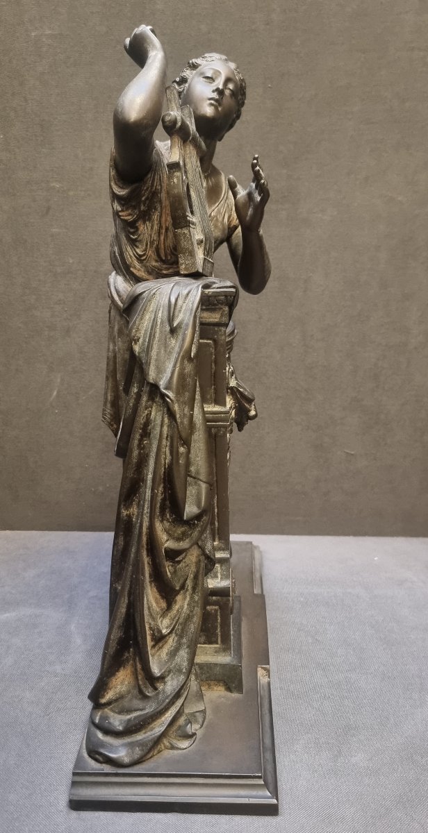 SCULTURA IN BRONZO - ALLEGORIA ALLA MUSICA - FRANCIA, NAPOLEONE III -photo-1