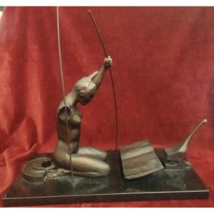 SCULTURA DONNA SOMALA in bronzo su base in marmo 30/06/1989 UGO ATTARDI