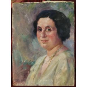 QUADRO OLIO SU TELA RITRATTO DONNA 1922 PIERETTO BIANCO (Trieste 1875 - Bologna 1937)