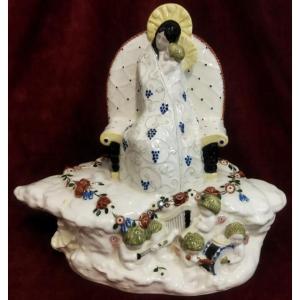 SCULTURA PORCELLANA - MADONNA CON BAMBINO ANTON KLEIBER 1916 - Austria