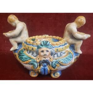 SALIERA IN MAIOLICA  - URBINO - FINE XVII SECOLO