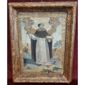 QUADRO - RICAMO A FILO - SAN DOMENICO  - SECONDA META DEL XVIII SECOLO - MANIFATTURA SUD ITALIA