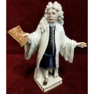 STATUINA "AVVOCATO" IN PORCELLANA DIPINTA - MEISSEN - primi '900