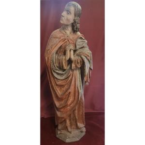 SCULTURA IN LEGNO LACCATO RAFFIGURANTE SANTO  PRIMI ANNI DEL XVI SECOLO -  LOMBARDIA