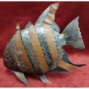 Articulated Fish Sculpture In Copper And Silver - 1970s