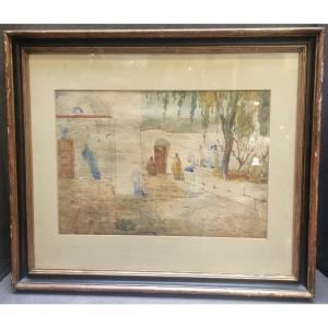 ACQUERELLO ORIENTALISTA - FIRMATO TIBERIAS, 22 MARZO 1929
