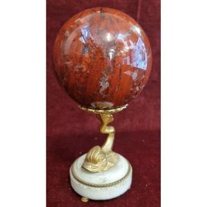 PALLA DI MARMO DIASPRO SU BASE IN MARMO E BRONZO - XIX SECOLO - NAPOLEONE III
