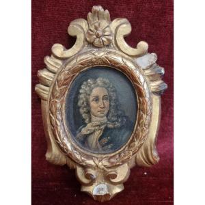 MINIATURA RITRATTO - OLIO SU METALLO - CORNICE DORATA - DELL'700
